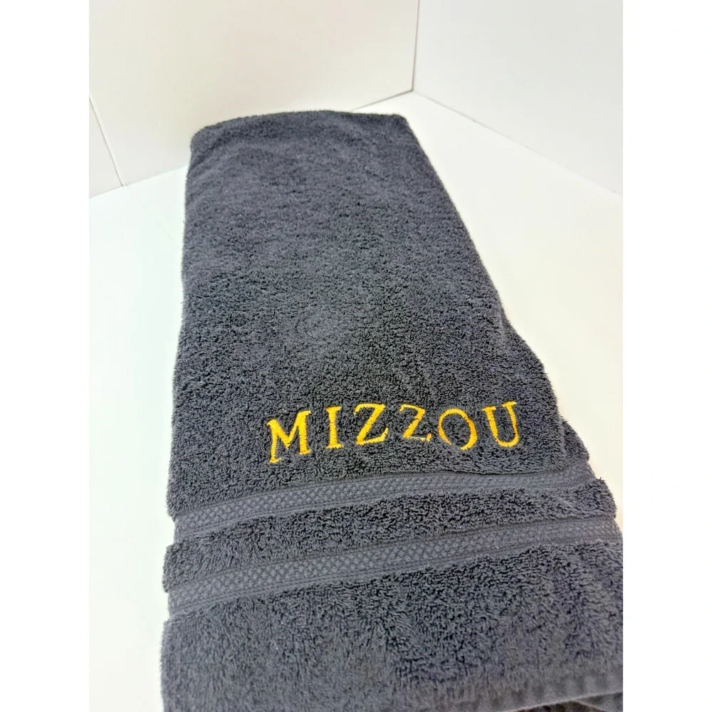 University of Missouri Black Bath Towel Gold Embroidered Logo Mizzou College